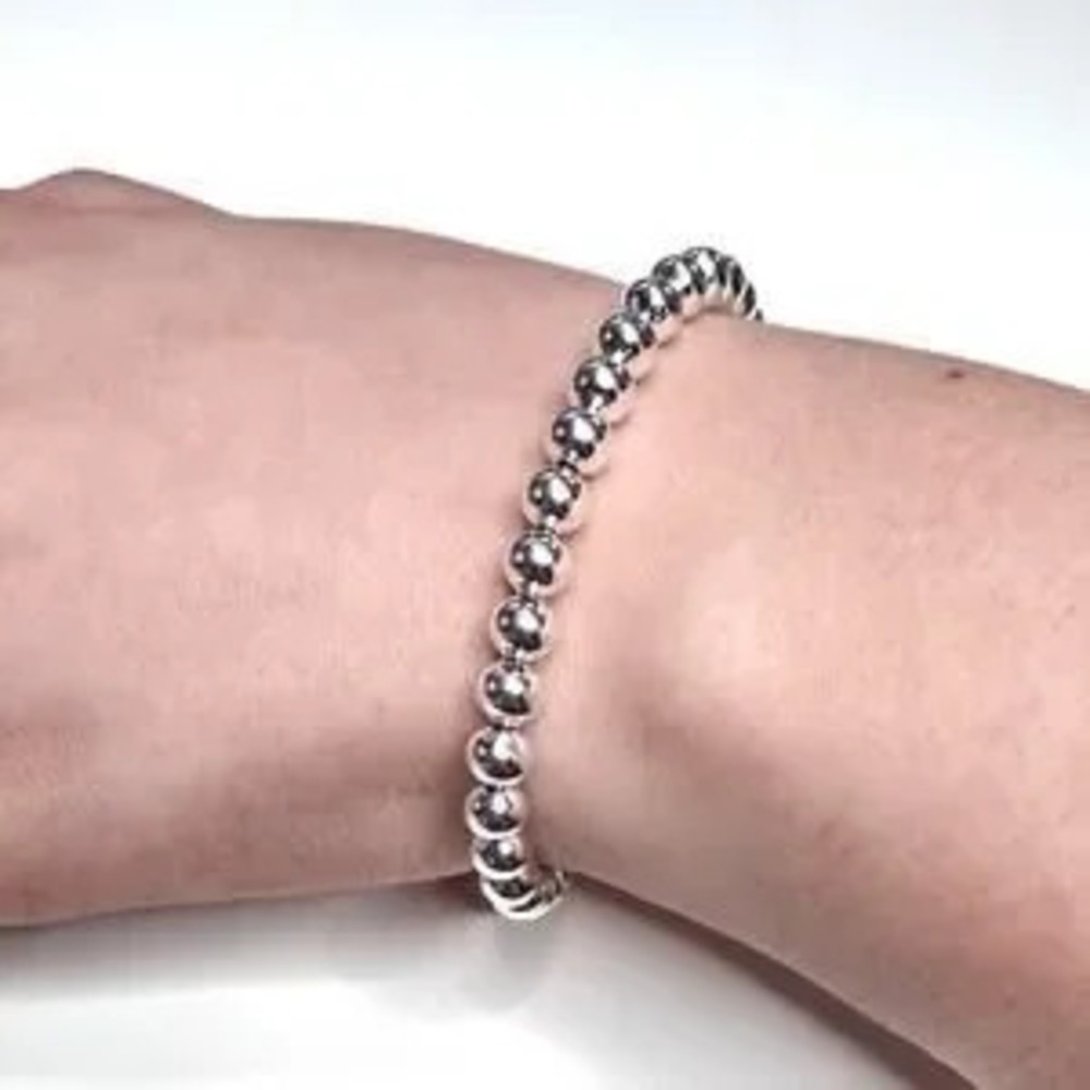 925 Silver Plated Ball Bracelet 6mm Christmas Birthday Valentine's Gift NEW